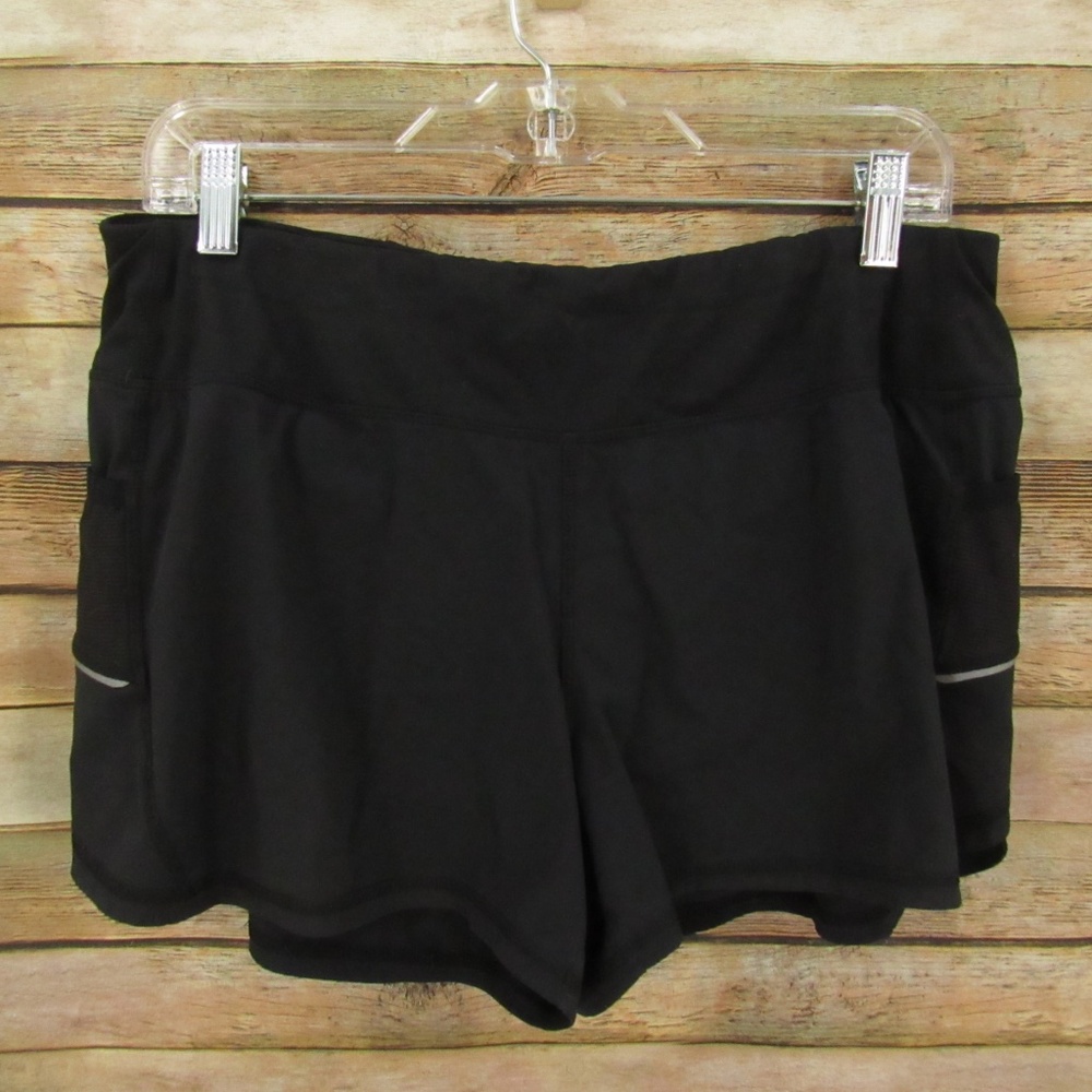 Athlete Black Active Shorts w/ Reflective Stripes Women's L